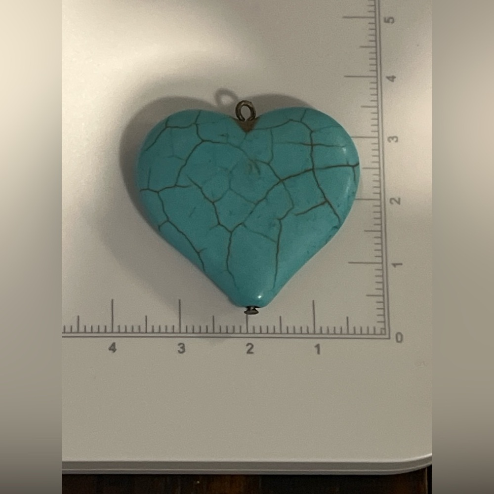 💙 Turquoise-Style Heart Stone Pendant | Boho Statement Charm